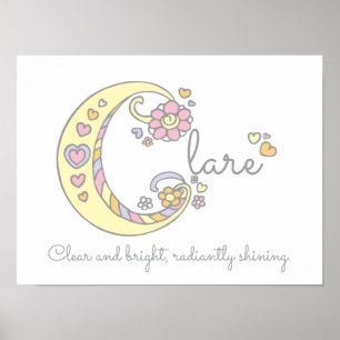 Poster C monogramme art Clare Girls nom signifiant affich