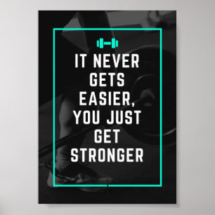 Poster Ça ne devient jamais plus facile gymnase inspirati
