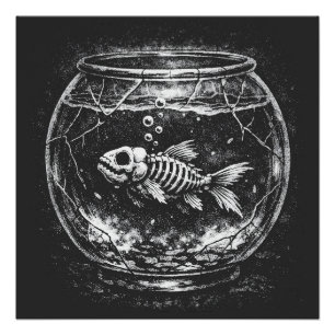 Poster "Ça va super" - Poisson rouge squelette par BurnsI