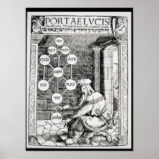 Poster Cabaliste juif tenant un séphiroth
