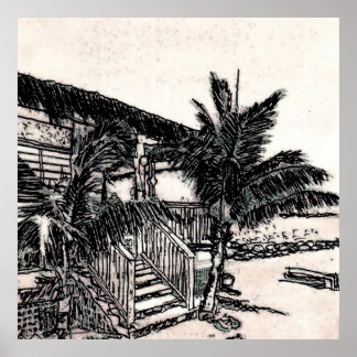 Poster Cabane de plage de Tina, Long Island, Bahamas