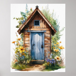 Poster Cabane extérieure Aquarelle 2