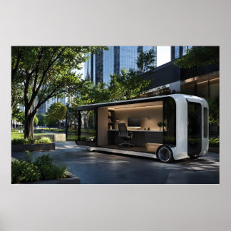 Poster Cabine de bureau mobile futuriste dans la nature u