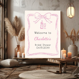 Poster Cabine de douche nuptiale en arc rose dessinée à l