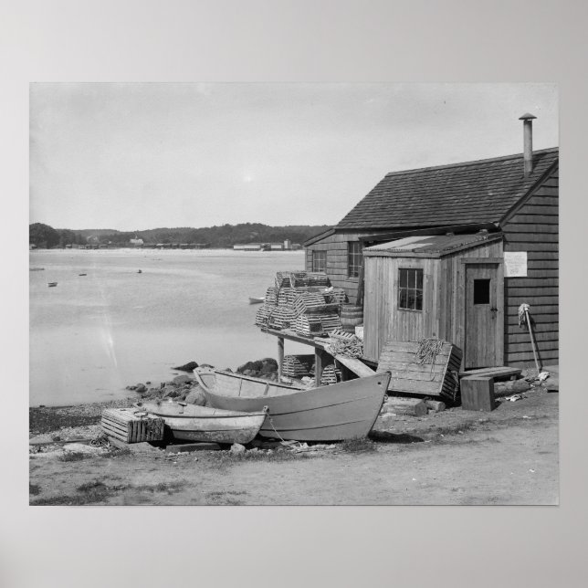 Poster Cabine de pêcheur, 1900. Photo vintage (Devant)