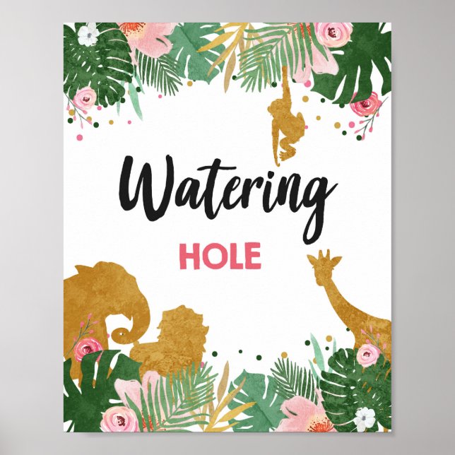 Poster Cabine d'eau Safari Animaux Fille Anniversaire (Devant)