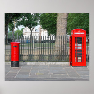 Poster Cabine téléphonique et boîte aux lettres de Londre