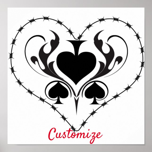 Poster Câble Barbelé Coeur Black Spades Thunder_Cove (Devant)