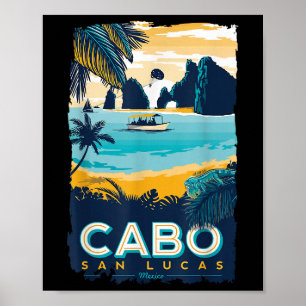 Poster Cabo San Lucas Tropical Beach Mexique Travel Vinta