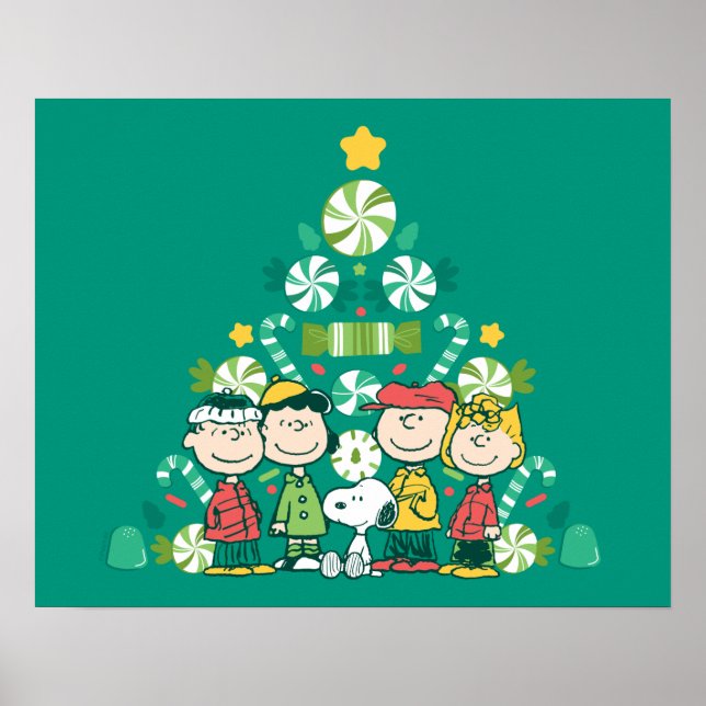 Poster cacahuètes | Arbre de Noël de menthe poivrée (Devant)