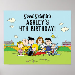 Poster cacahuètes   Charlie Brown et Gang Anniversaire