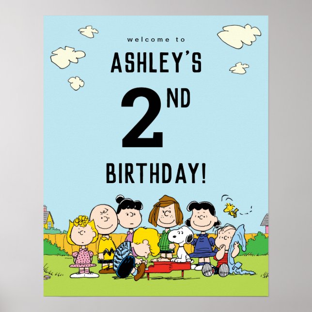 Poster cacahuètes | Charlie Brown et Gang Anniversaire (Devant)