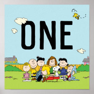 Poster cacahuètes   Charlie Brown et Gang Anniversaire - 