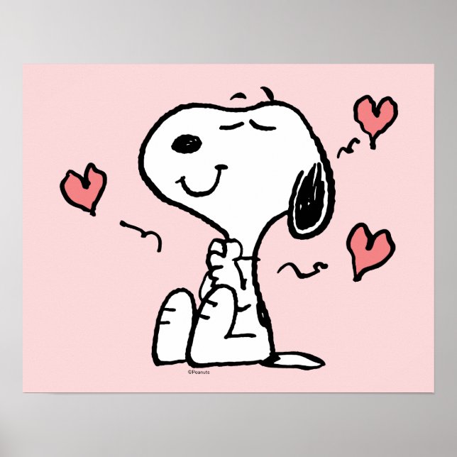 Poster cacahuètes | Coeurs de snoopy (Devant)