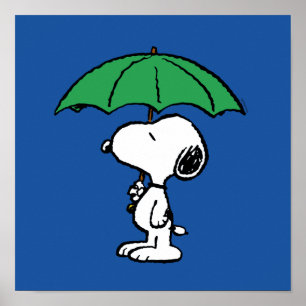 Poster cacahuètes Parapluie vert Snoopy