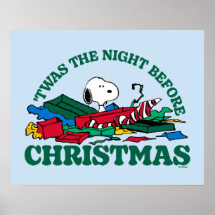 Poster cacahuètes Snoopy 'C'était la nuit avant Noël