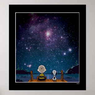 Poster cacahuètes Snoopy & Charlie Brown Star Watching