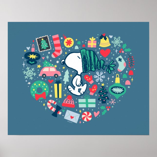 Poster cacahuètes | Snoopy Holiday Happiness Heart (Devant)