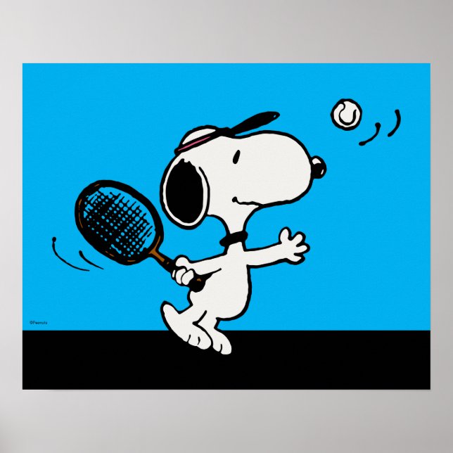 Poster cacahuètes | Snoopy Joue Au Tennis (Devant)