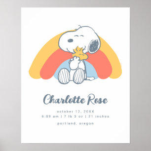 Poster cacahuètes Snoopy & Woodstock Arc en ciel