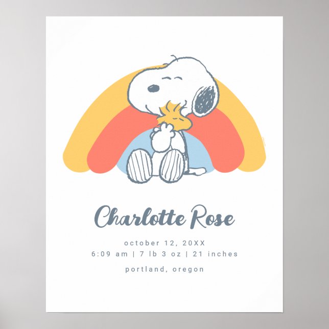 Poster cacahuètes | Snoopy & Woodstock Arc en ciel (Devant)
