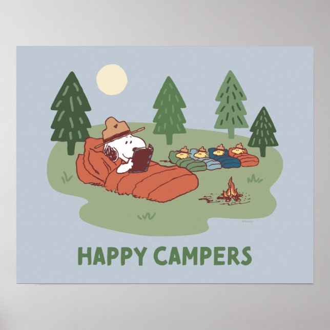 Poster cacahuètes | Snoopy & Woodstock Happy Campers (Devant)