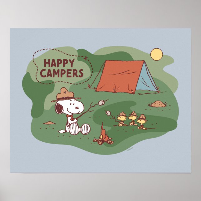 Poster cacahuètes | Snoopy & Woodstock Happy Campers 2 (Devant)