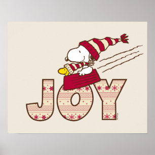 Poster cacahuètes Snoopy & Woodstock Joy Sled Ride