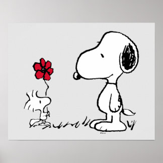 Poster cacahuètes | Snoopy & Woodstock Rouge & Noir
