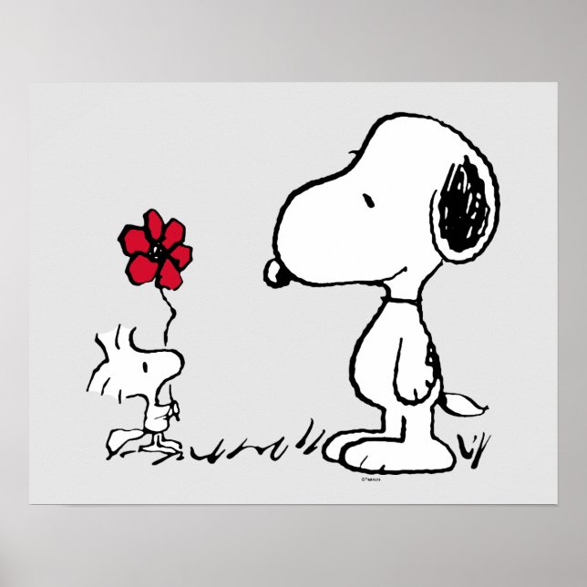 Poster cacahuètes | Snoopy & Woodstock Rouge & Noir (Devant)