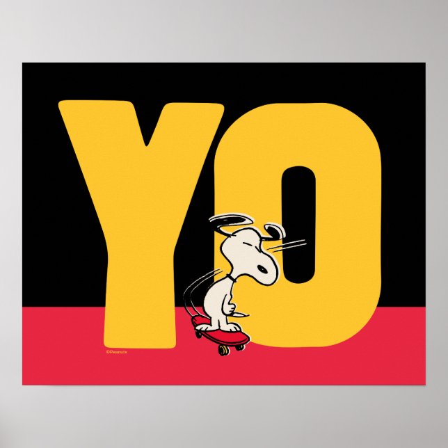 Poster cacahuètes | Snoopy YO Skateboard (Devant)