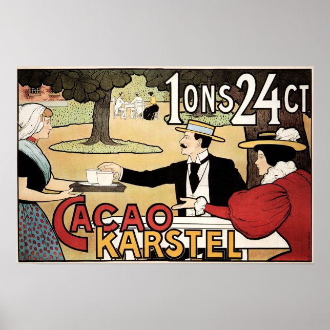 Poster CACAO FRANÇAIS KARSTEL Chocolat Boisson Café-boiss (Devant)
