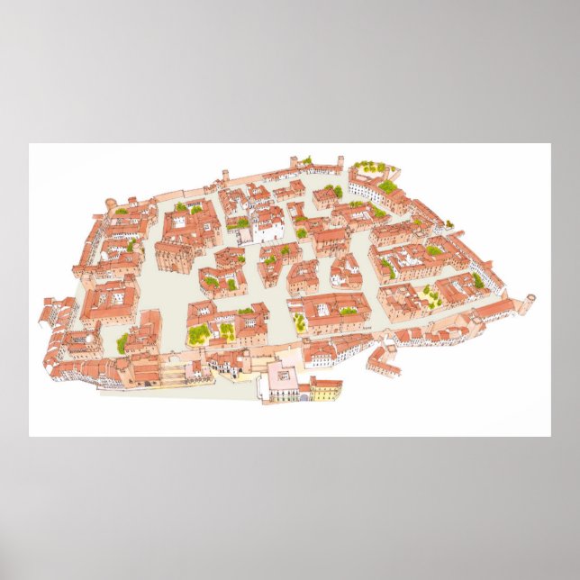 Poster Caceres Espagne. Cité médiévale (Devant)