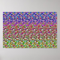 Poster caché 3D Stéréogramme, Papillon sur une fle