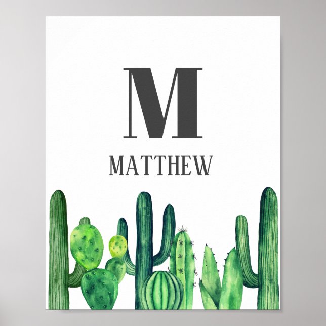 Poster Cactus aquarelle. Monographie botanique. Pépinière (Devant)