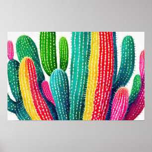 Poster Cactus aux couleurs vives
