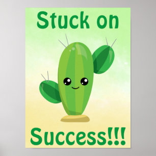 Poster Cactus Coincé sur la réussite