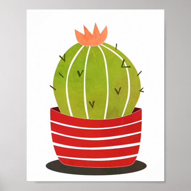 Poster Cactus dans un pot art minimal (Devant)