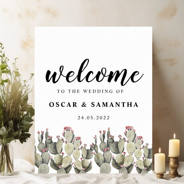 Poster Cactus d'aquarelle verte moderne (Créateur téléchargé)