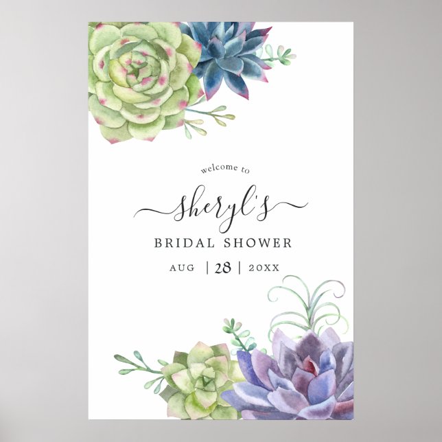 Poster Cactus de désert Succulents Bienvenue au mariage (Devant)