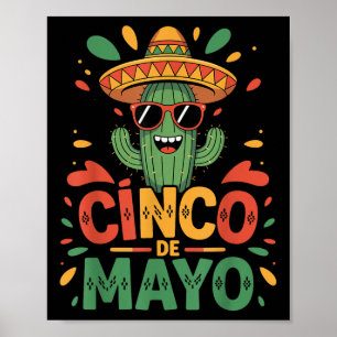 Poster Cactus Drôle Et Sombrero Cinco De Mayo Cactus Som