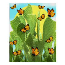 Cactus et papillons fantaisistes