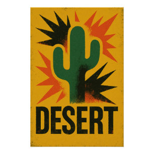 Poster Cactus et soleil du désert