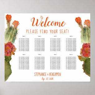 Poster Cactus Flower 8 Table Floral Mariage Carte de sièg