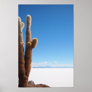 Poster Cactus géant sur l'affiche Salar de Uyuni