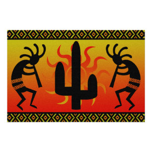 Poster Cactus Kokopelli de Sun de désert du sud-ouest