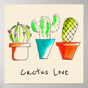 Poster Cactus mexicain mignon illustration art
