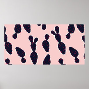 Poster Cactus mignon douce humeur et ton motif,