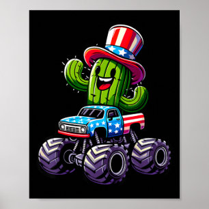 Poster Cactus Riding Monster Truck 4 Juillet