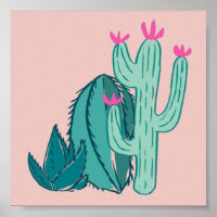 Cactus rose et vert mou